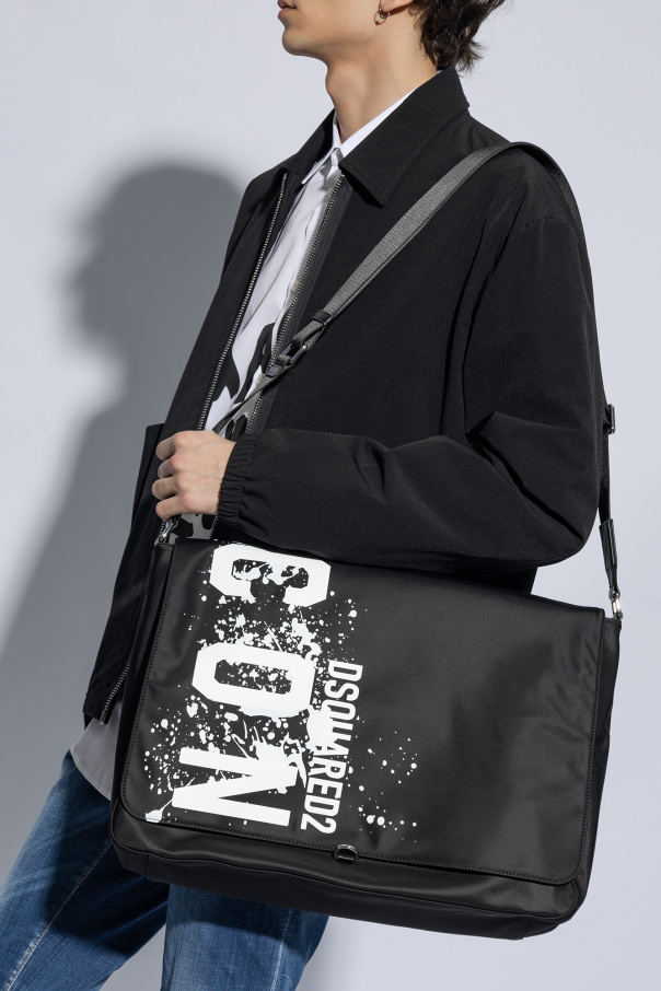 Black Shoulder messenger bag with logo Dsquared2